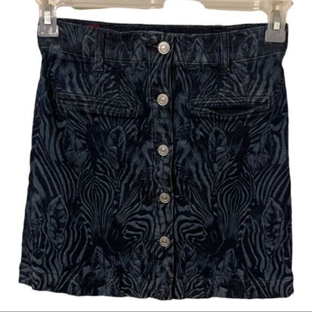 7 for All Mankind Printed Zebra Denim Skirt Size 26‎